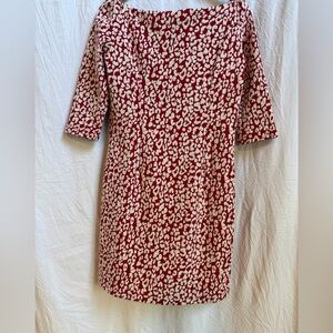 Cheetah/leopard Red and White quarter Sleeve Dress